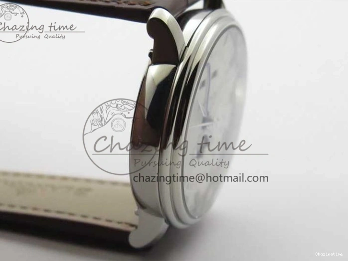 0321 Villeret 6654 SS Complicated Function OMF 1:1 Best Edition White Dial on Brown Leather Strap A6654 V Popular 7904